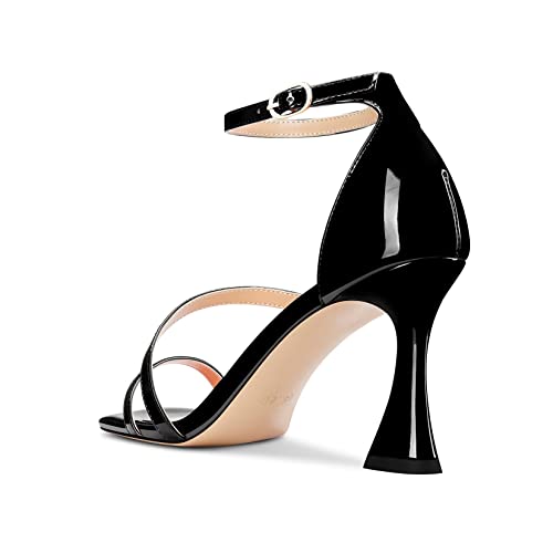 Aachcol Women High Heel Open Toe Sandals Ankle Strap Gladiator Wedding Prom Dress 3.3 Inches Heels Black