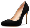 Aachcol Womens Round Toe High Heels Pumps Slip On Stilettos 10CM Heel Bling Suede