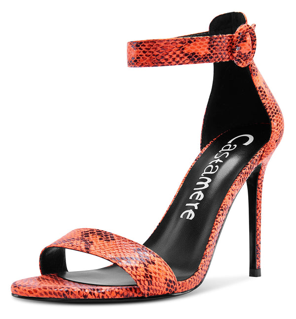 CASTAMERE Womens High Heels Sandals Buckle Ankle Strap Open Toe Basic 10CM Stilettos Sandal