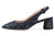 Aachcol Womens Chunky Block Heels Slingback Pumps Slip-on Pointy Toe 5CM Heel Glitter Sandals