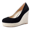 Aachcol Womens High Heels Platform Wedge Pumps Comfortable Leather Lining Slip-on Office Suede Shoes 10CM Heel
