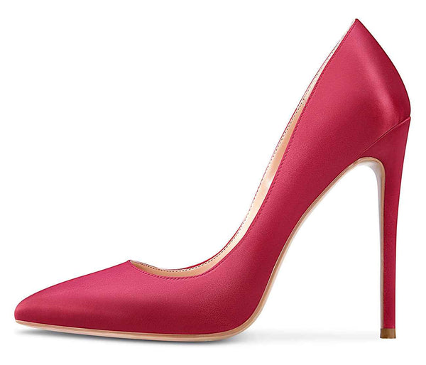 CASTAMERE Womens Sky High Heels Basic Pumps Pointed Toe Stilettos 12CM Heel Satin Shoes