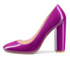 Aachcol Womens High Heels Round Toe Pumps Slip-on 10CM Chunky Block Heel Office