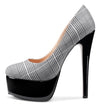 Aachcol Women's High Heels Platform Pumps Slip On Sexy Round Toe Stilettos 5.9 Inches Inch Heel Classic Dress Party Fashion Shoes