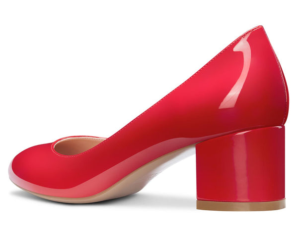 CASTAMERE Womens Chunky Block Heels Round-Toe Slip-on Mid-Heel Basic Pumps 5CM Heels