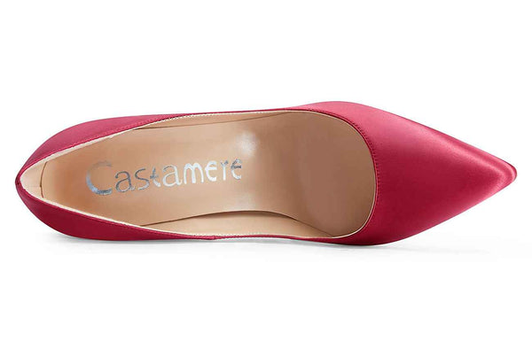 CASTAMERE Womens Sky High Heels Basic Pumps Pointed Toe Stilettos 12CM Heel Satin Shoes
