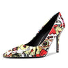 Aachcol Womens Pumps Pointed Toe Slip On Stiletto High Heel Patent Dress Shoes Office Multicolor 3.5 Inch
