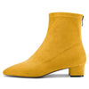 Aachcol Women Chunky Block Low Heel Close Pointed Toe Ankle Boots Short Bootie Slip-on Zipper 1.4 Inches Heels Classic Cute Shoes Yellow