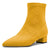 Aachcol Women Chunky Block Low Heel Close Pointed Toe Ankle Boots Short Bootie Slip-on Zipper 1.4 Inches Heels Classic Cute Shoes Yellow