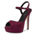 Aachcol Womens Platform Sandals Peep Open Toe Ankle Strap Stiletto High Heel Suede Dress Shoes Bridal Wedding Burgundy Red 5 Inch