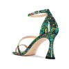 Aachcol Women High Heel Open Toe Sandals Ankle Strap Gladiator Wedding Prom Dress 3.3 Inches Heels Green Pattern