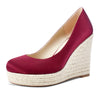 Aachcol Womens High Heels Platform Wedge Pumps Comfortable Leather Lining Slip-on Office Satin Shoes 10CM Heel