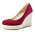 Aachcol Womens High Heels Platform Wedge Pumps Comfortable Leather Lining Slip-on Office Satin Shoes 10CM Heel