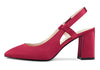 Aachcol Womens Slingback Chunky Heels Pumps Comfortable Leather Square-Toe Block Mid-Heels Office Classic Shoes 7.5 cm Heel