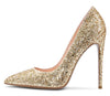 CASTAMERE Womens Sky High Heels Basic Pumps Pointed Toe Stilettos 12CM Heel Glitter Shoes