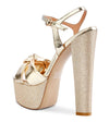 Aachcol Womens High Heel Platform Sandals Slingback Ankle Strap Bow-Knot Sandal Chunky Heel 5.9 Inches