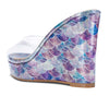Aachcol Womens High Heels Platform Wedge Sandals Clear Transparent Comfortable Slippers Leather Lining Slip-on Office Shoes 10CM Heel