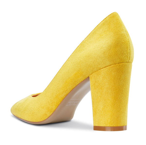 CASTAMERE Chunky Heel Pumps for Women High Heels Pointed-Toe Shoes Dinner Wedding Pump 3 Inch Block Heels