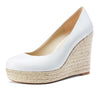 Aachcol Womens High Heels Platform Wedge Pumps Comfortable Leather Lining Slip-on Office Satin Shoes 10CM Heel