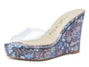 Aachcol Womens High Heels Platform Wedge Sandals Clear Transparent Comfortable Slippers Leather Lining Slip-on Office Colorfull Shoes 10CM Heel