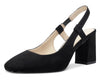 Aachcol Womens Slingback Chunky Heels Pumps Comfortable Leather Square-Toe Block Mid-Heels Office Classic Fashion Shoes 7.5 cm Heel