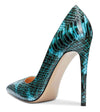 CASTAMERE Womens Sky High Heels Basic Pumps Pointed Toe Stilettos 12CM Heel Snake Shoes