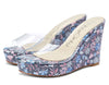 Aachcol Womens High Heels Platform Wedge Sandals Clear Transparent Comfortable Slippers Leather Lining Slip-on Office Colorfull Shoes 10CM Heel