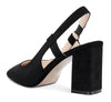 Aachcol Womens Slingback Chunky Heels Pumps Comfortable Leather Square-Toe Block Mid-Heels Office Classic Fashion Shoes 7.5 cm Heel