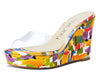 Aachcol Womens High Heels Platform Wedge Sandals Clear Transparent Comfortable Slippers Leather Lining Slip-on Office Shoes 10CM Heel