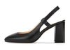 Aachcol Womens Slingback Chunky Heels Pumps Comfortable Leather Square-Toe Block Mid-Heels Office Classic Shoes 7.5 cm Heel