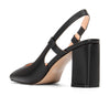 Aachcol Womens Slingback Chunky Heels Pumps Comfortable Leather Square-Toe Block Mid-Heels Office Classic Shoes 7.5 cm Heel