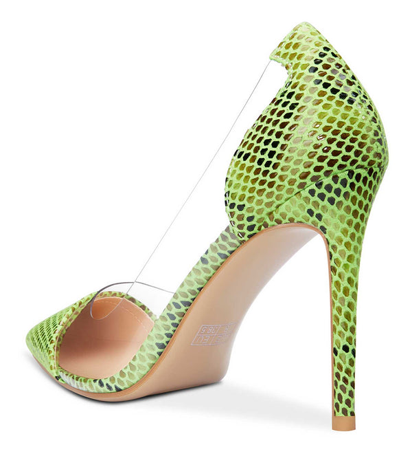 Aachcol Women's High Heels Transparent Clear Pumps Slip On Sexy Pointed Toe Stilettos 4" Inch Splicing Colorfull Heel